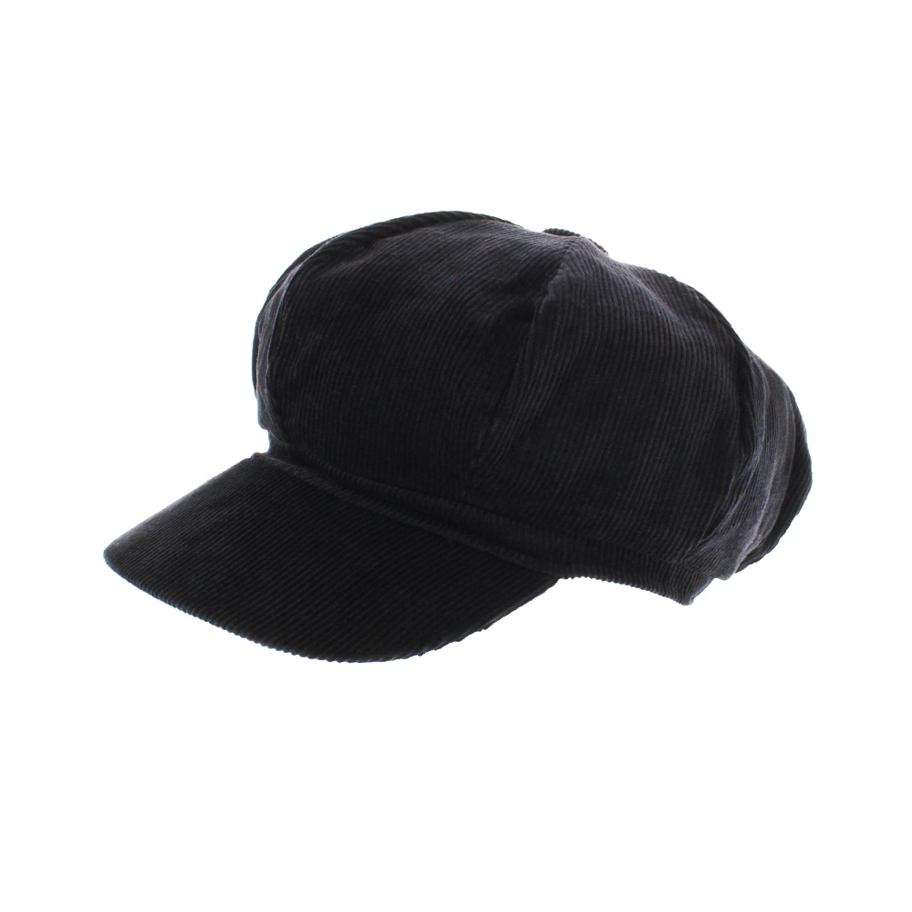 Zac's Alter Ego - Corduroy Flat Cap/ Baker Boy Hat Hut - Schwarz